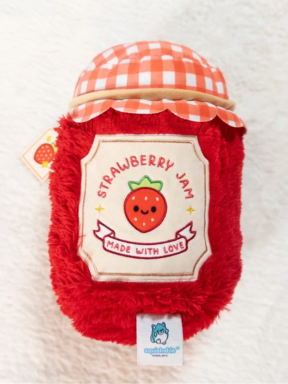 Squishable Strawberry Jam Jar Plushie 10” - “Made with Love”